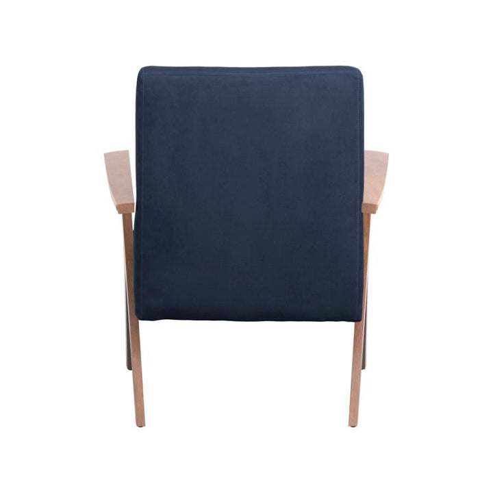 Monrovia Wooden Arms Accent Chair Dark Blue and Walnut_5