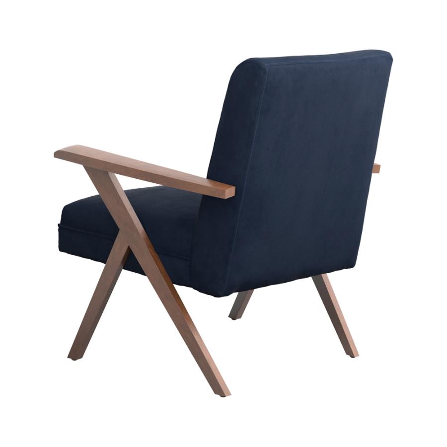 Monrovia Wooden Arms Accent Chair Dark Blue and Walnut_4