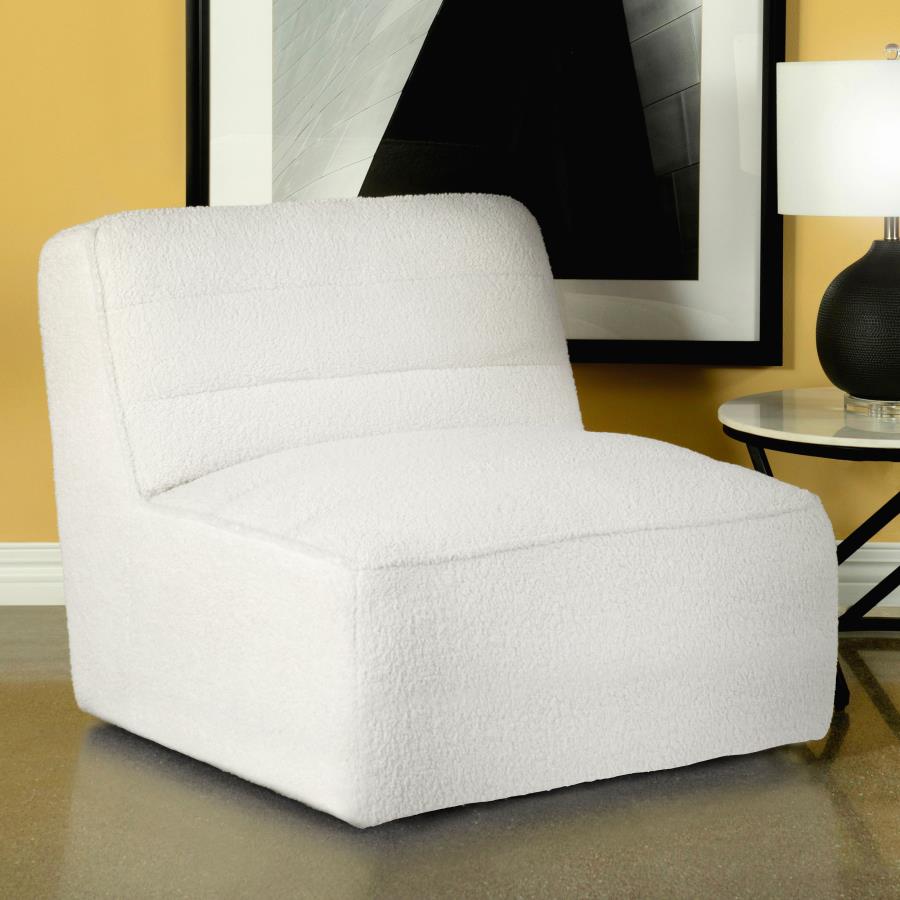 Upholstered Swivel Armless Chair Natural_0