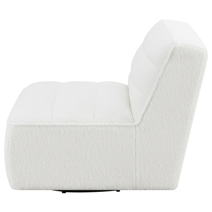 Upholstered Swivel Armless Chair Natural_5