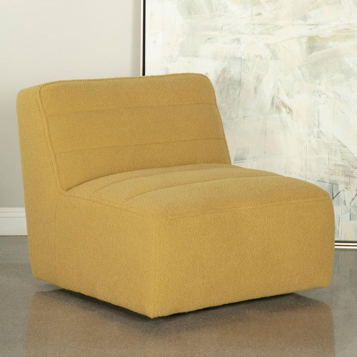 Upholstered Swivel Armless Chair Mustard_0