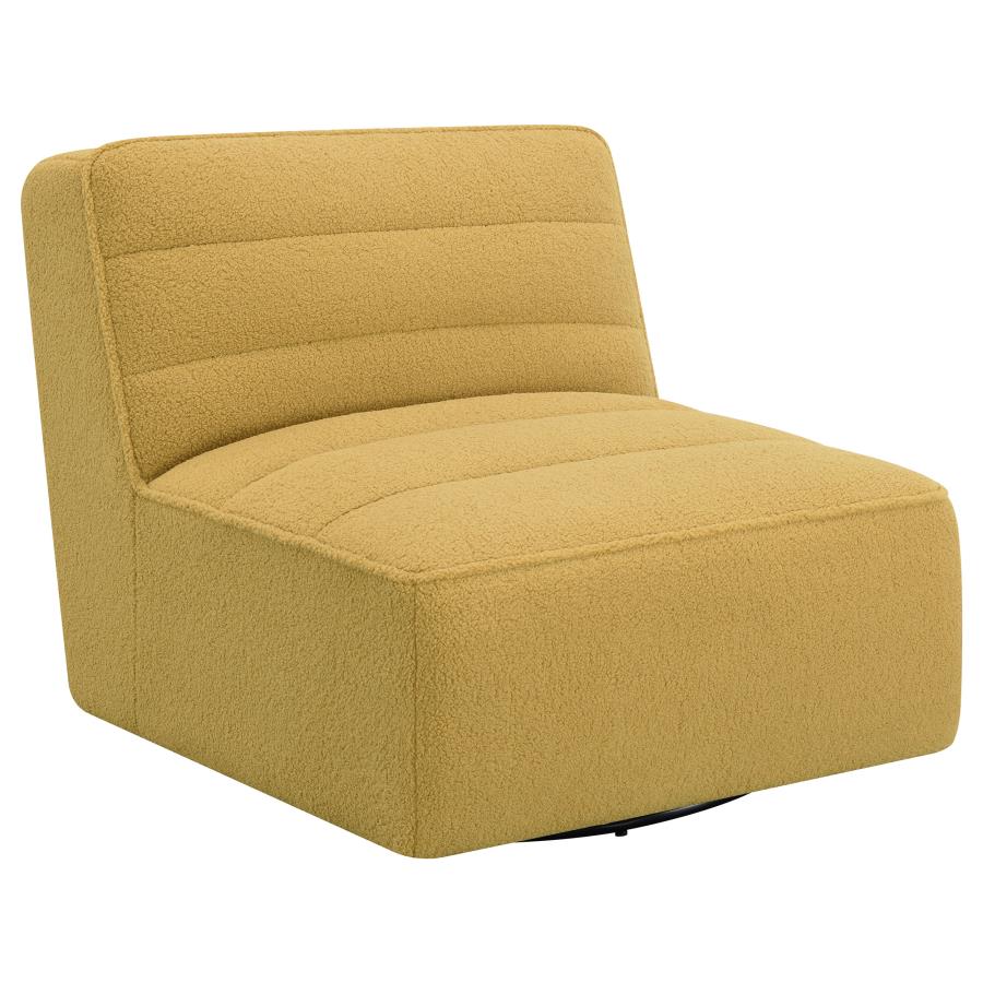 Upholstered Swivel Armless Chair Mustard_1