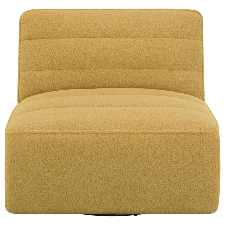 Upholstered Swivel Armless Chair Mustard_3