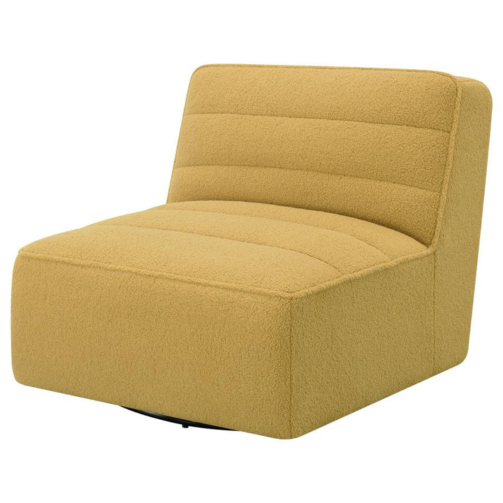 Upholstered Swivel Armless Chair Mustard_4