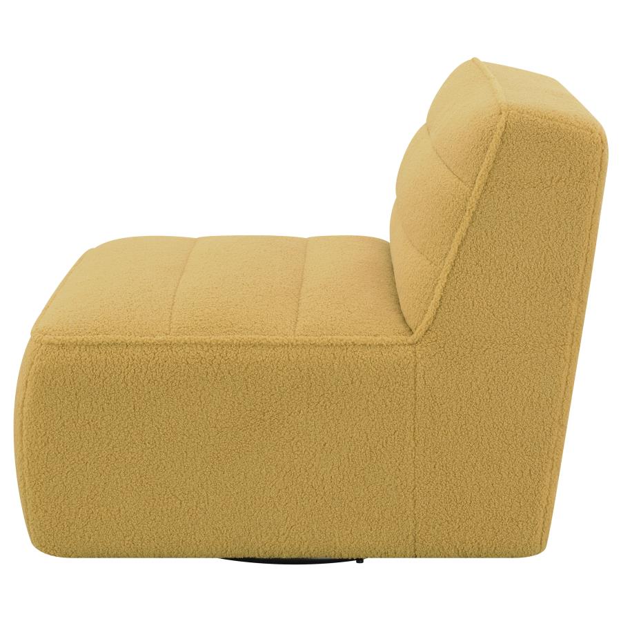Upholstered Swivel Armless Chair Mustard_5