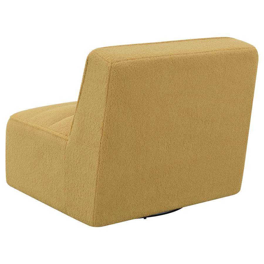 Upholstered Swivel Armless Chair Mustard_6