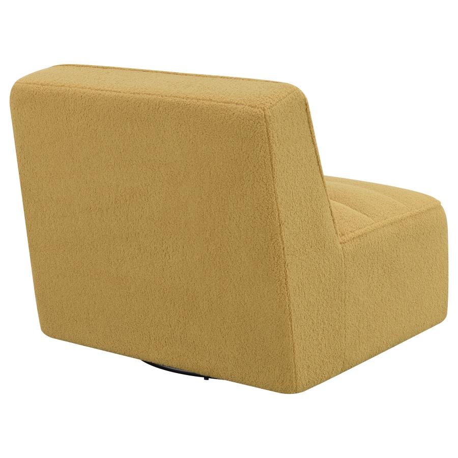 Upholstered Swivel Armless Chair Mustard_7
