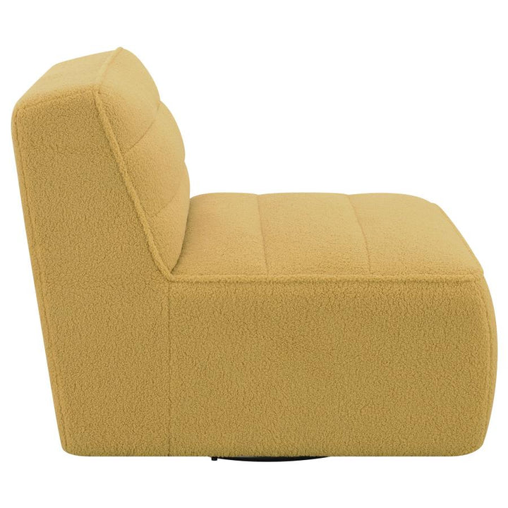 Upholstered Swivel Armless Chair Mustard_8