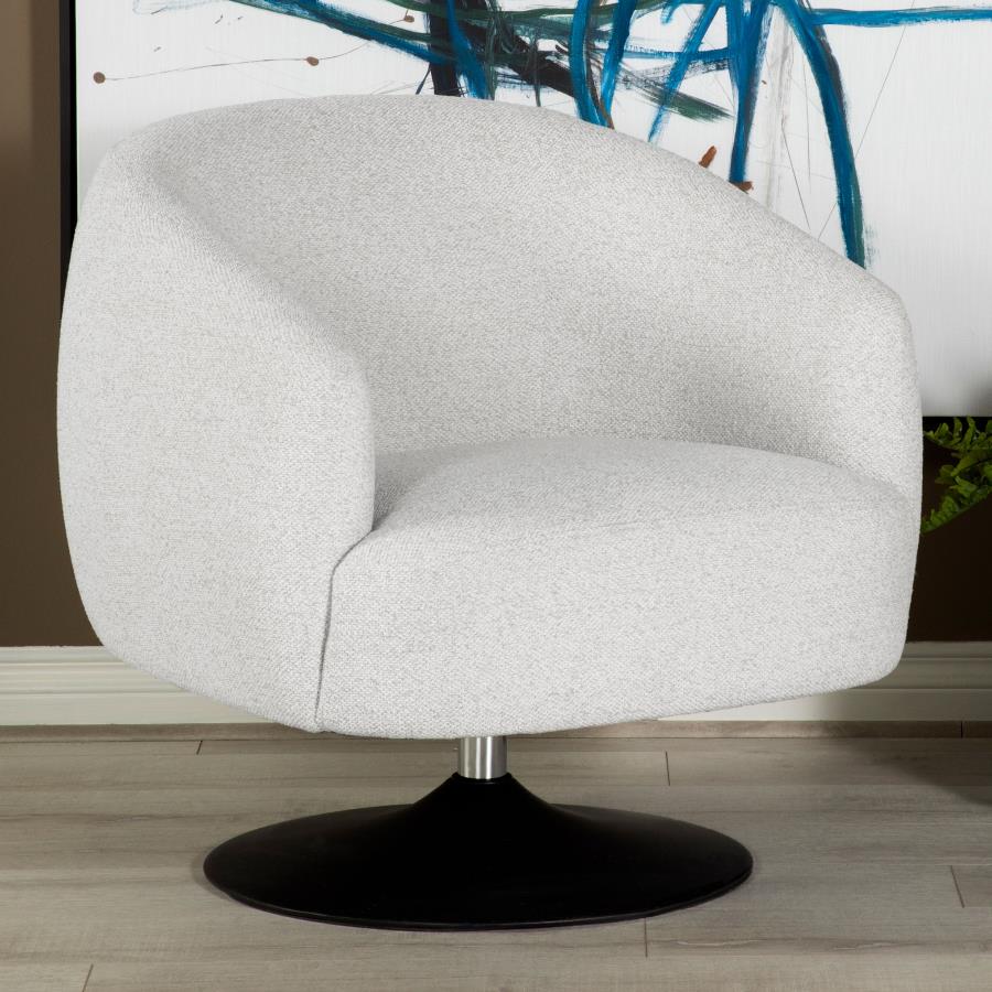 Upholstered Swivel Accent Chair Beige and Matte Black_0