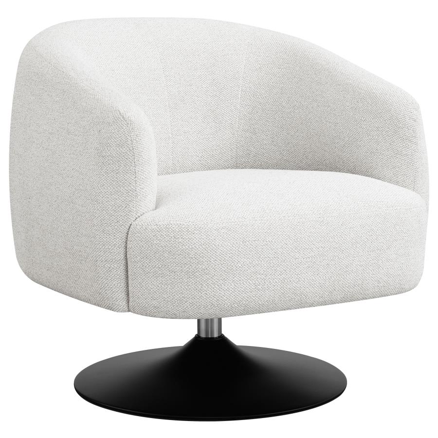 Upholstered Swivel Accent Chair Beige and Matte Black_1