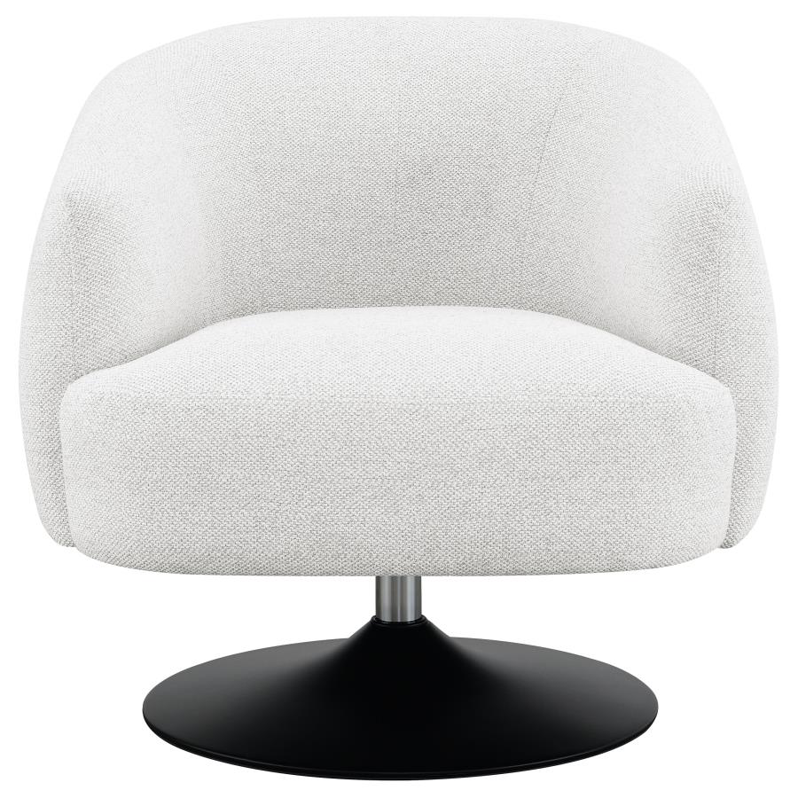 Upholstered Swivel Accent Chair Beige and Matte Black_4