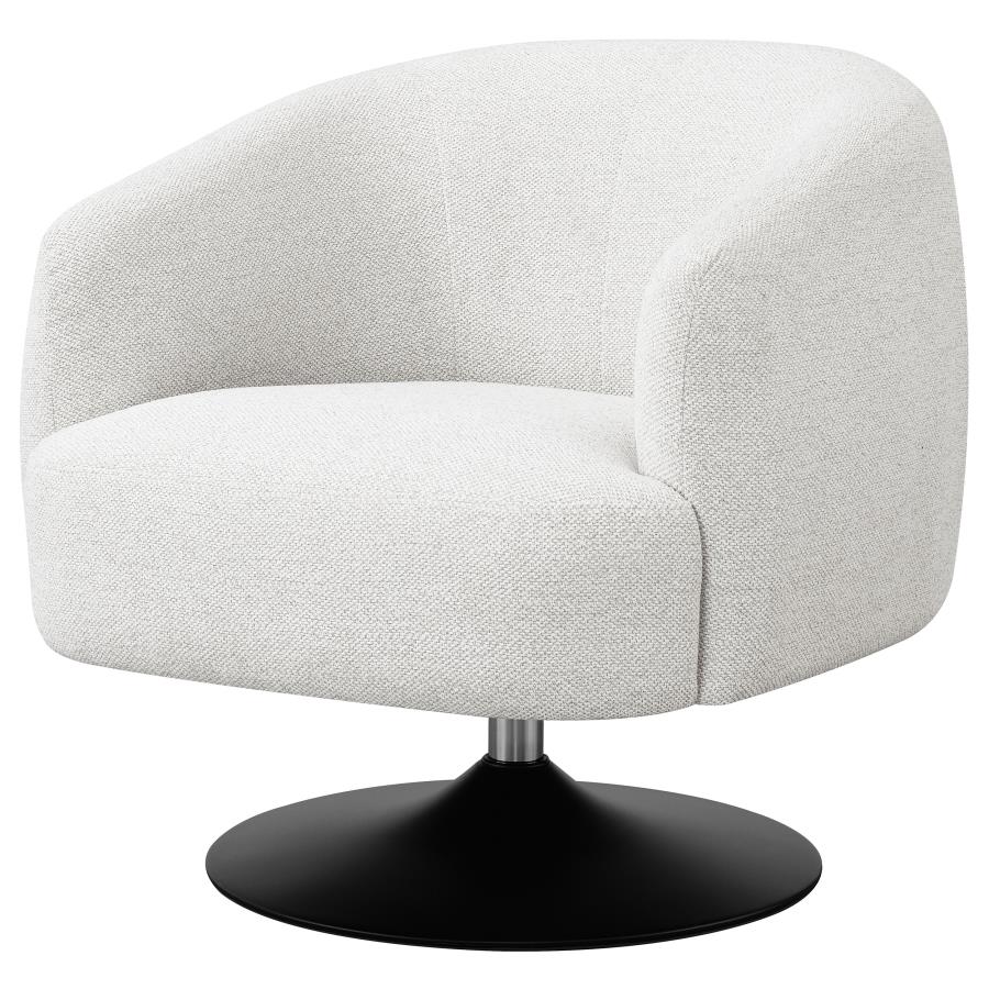 Upholstered Swivel Accent Chair Beige and Matte Black_5