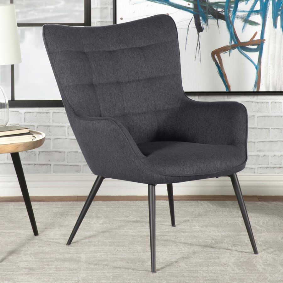 Upholstered Flared Arms Accent Chair with Grid Tufted_0