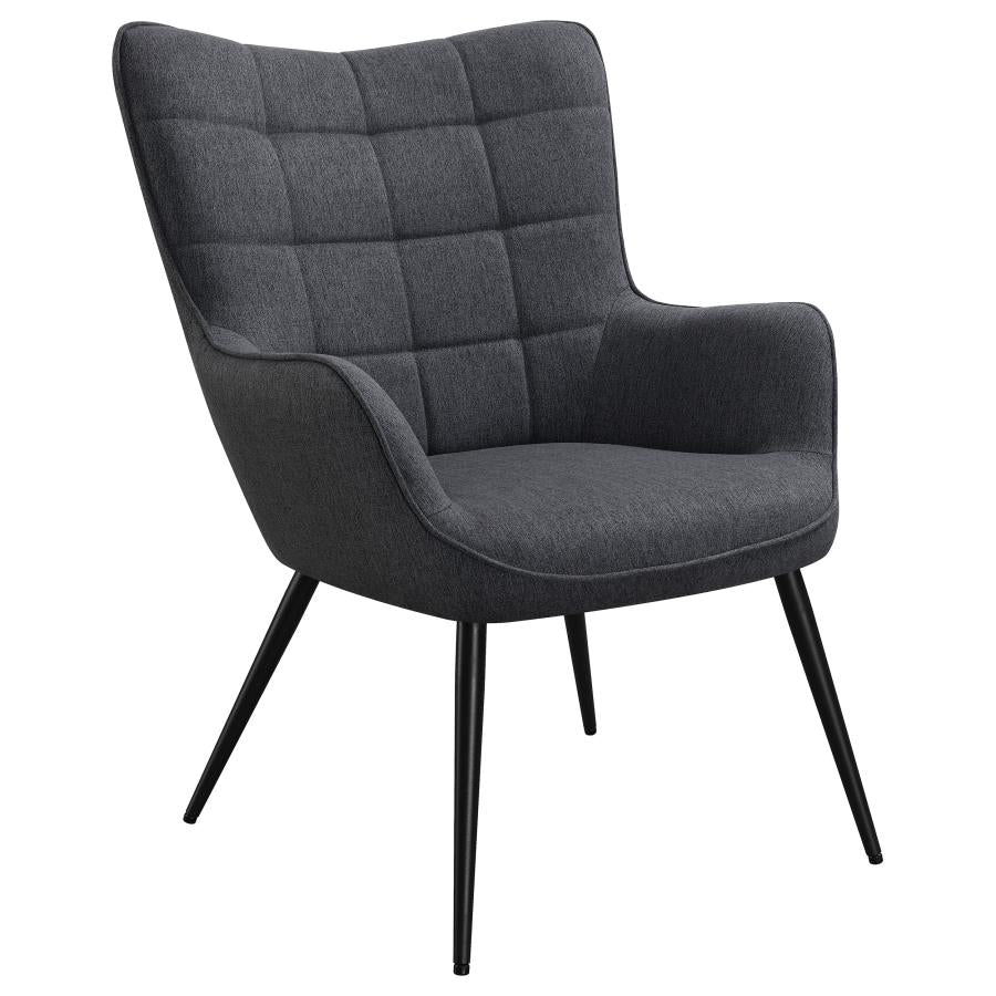 Upholstered Flared Arms Accent Chair with Grid Tufted_1