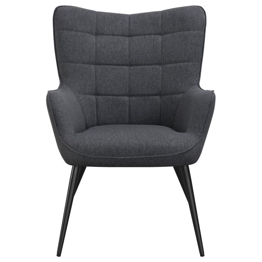 Upholstered Flared Arms Accent Chair with Grid Tufted_2