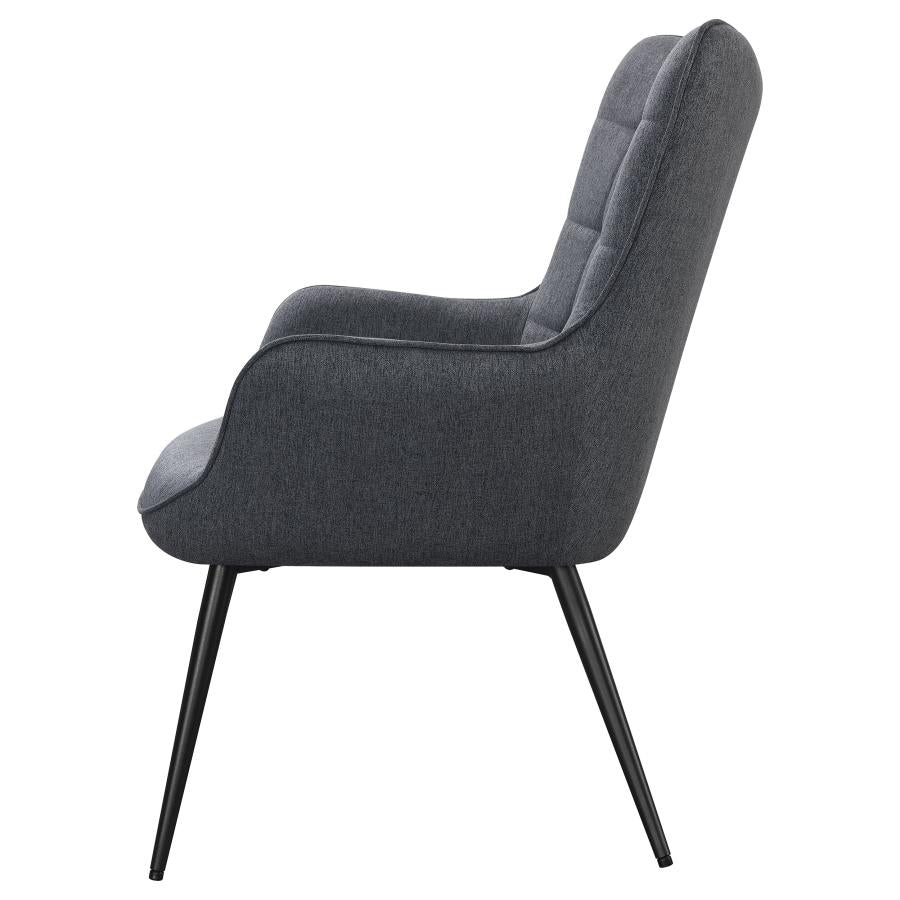 Upholstered Flared Arms Accent Chair with Grid Tufted_4