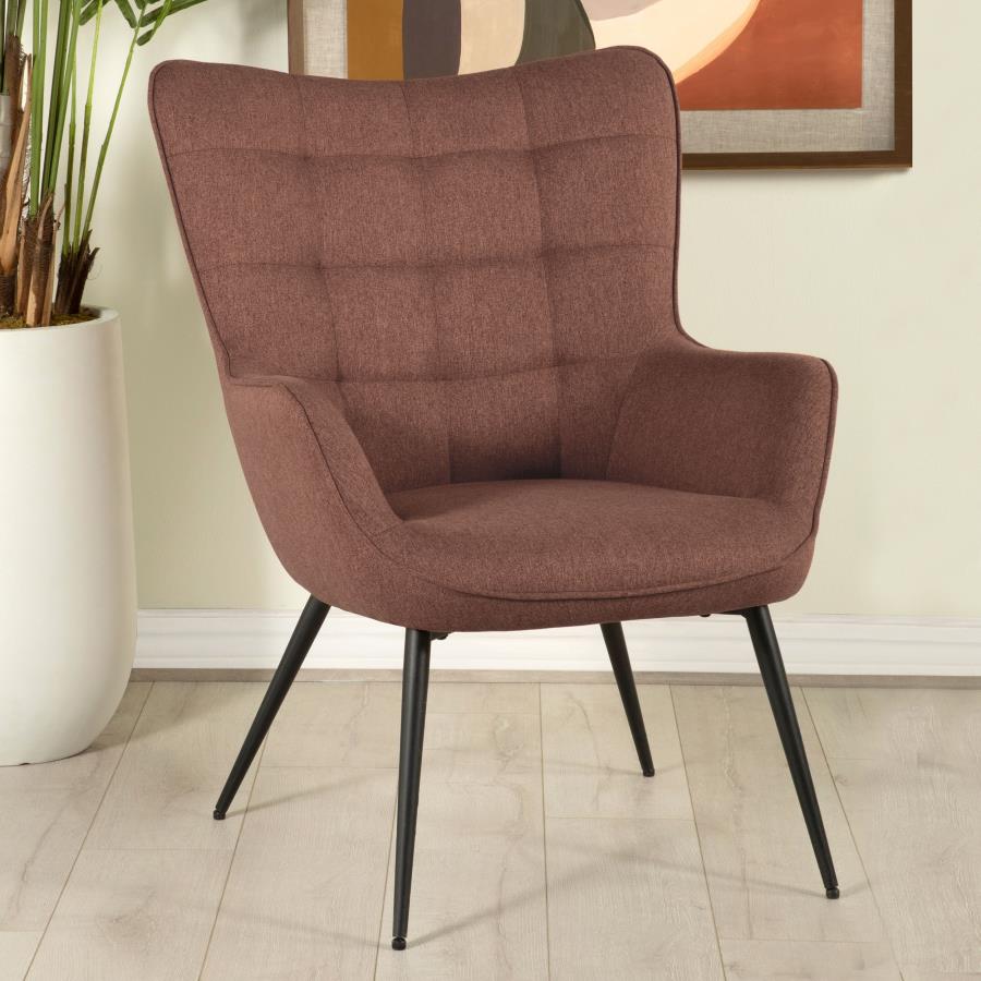 Upholstered Flared Arms Accent Chair with Grid Tufted_0