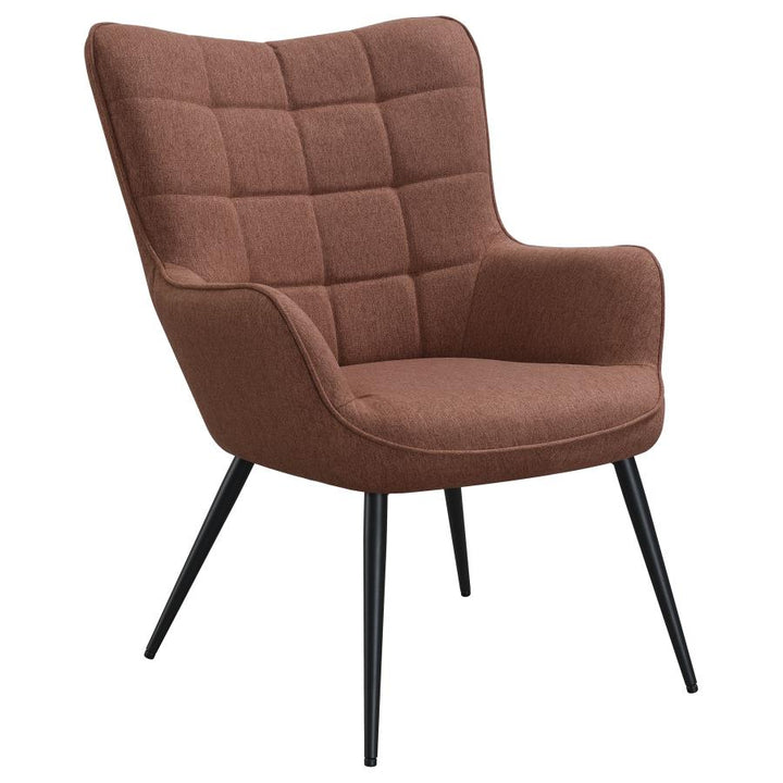 Upholstered Flared Arms Accent Chair with Grid Tufted_1