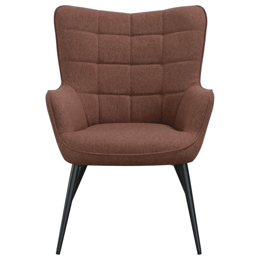 Upholstered Flared Arms Accent Chair with Grid Tufted_2