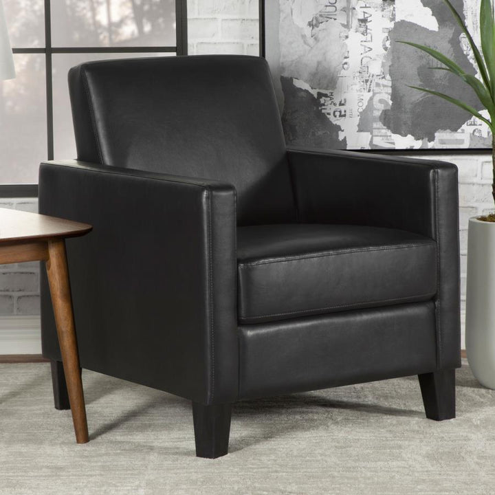 Upholstered Accent Chair with Track Arms Black_0
