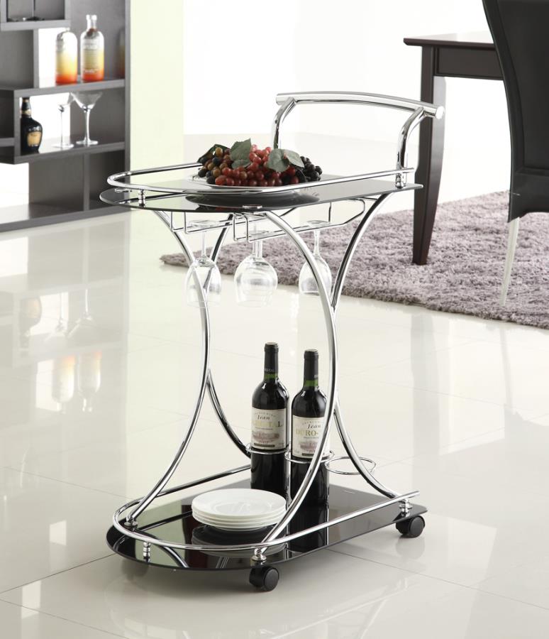 2-shelve Serving Cart Chrome and Black_0