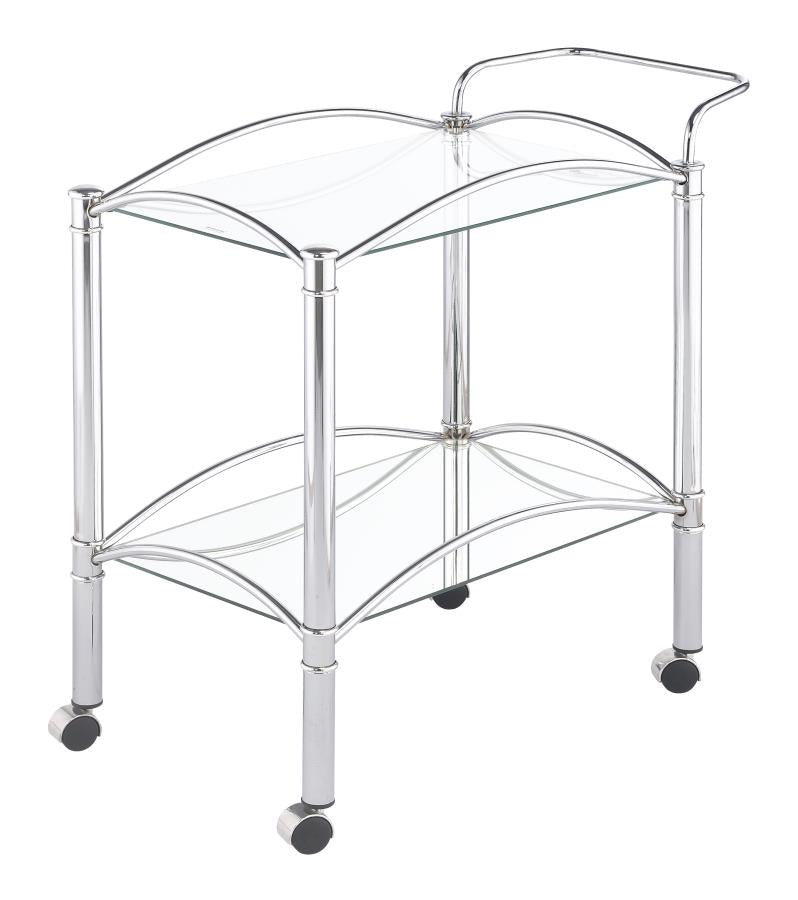 2-tier Serving Cart with Glass Top Chrome and Clear_1