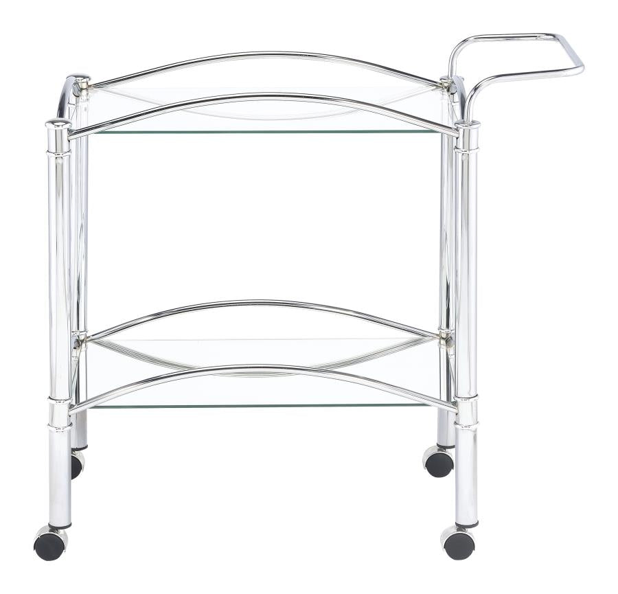 2-tier Serving Cart with Glass Top Chrome and Clear_2