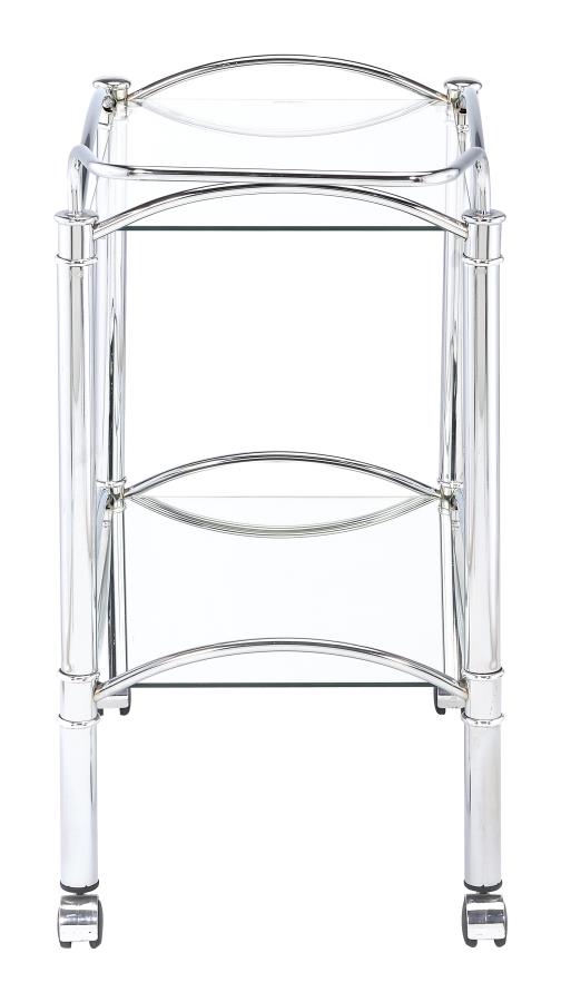 2-tier Serving Cart with Glass Top Chrome and Clear_3