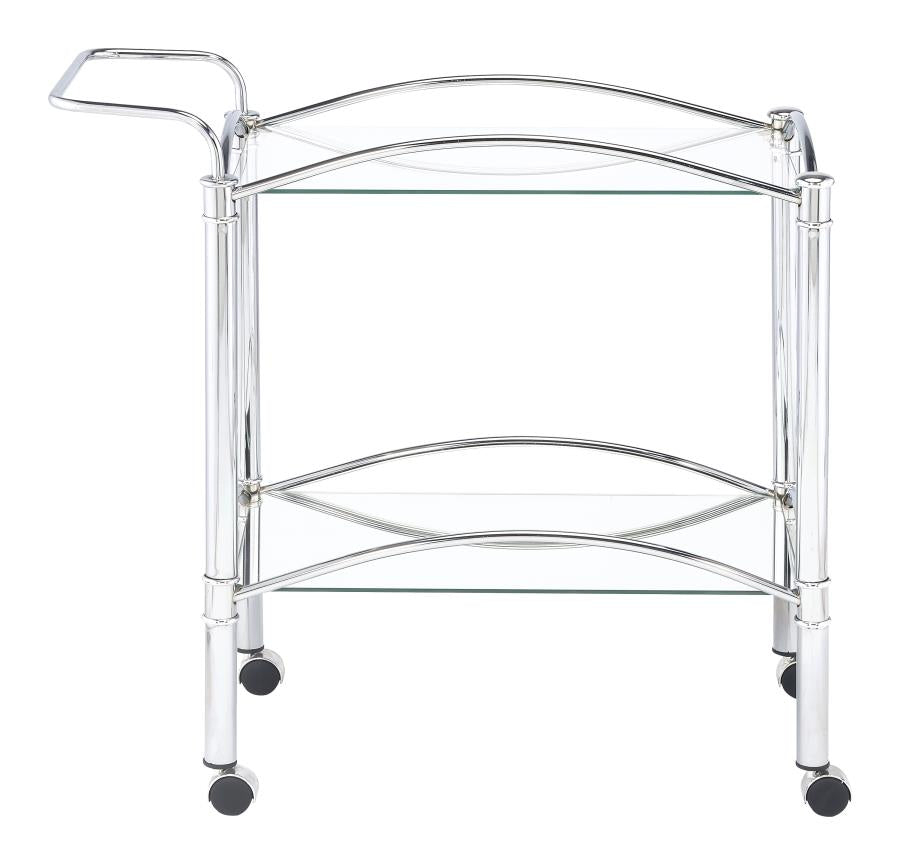 2-tier Serving Cart with Glass Top Chrome and Clear_4