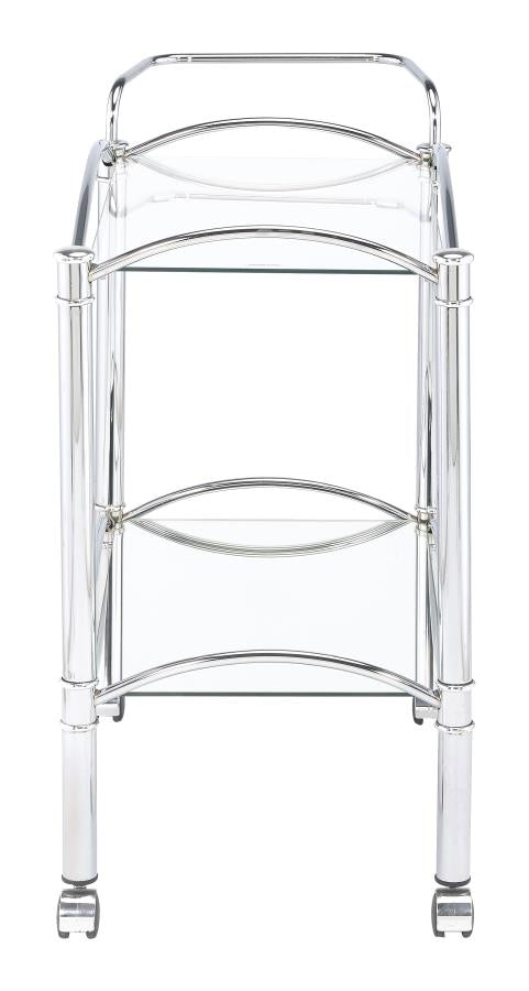 2-tier Serving Cart with Glass Top Chrome and Clear_5