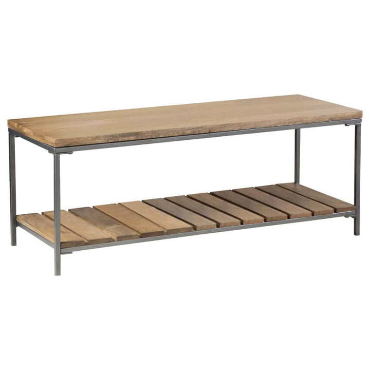 Accent Bench with Slat Shelf Natural and Gunmetal_1