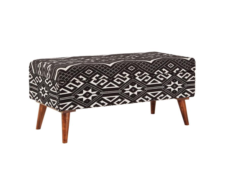 Upholstered Storage Bench Black and White_1