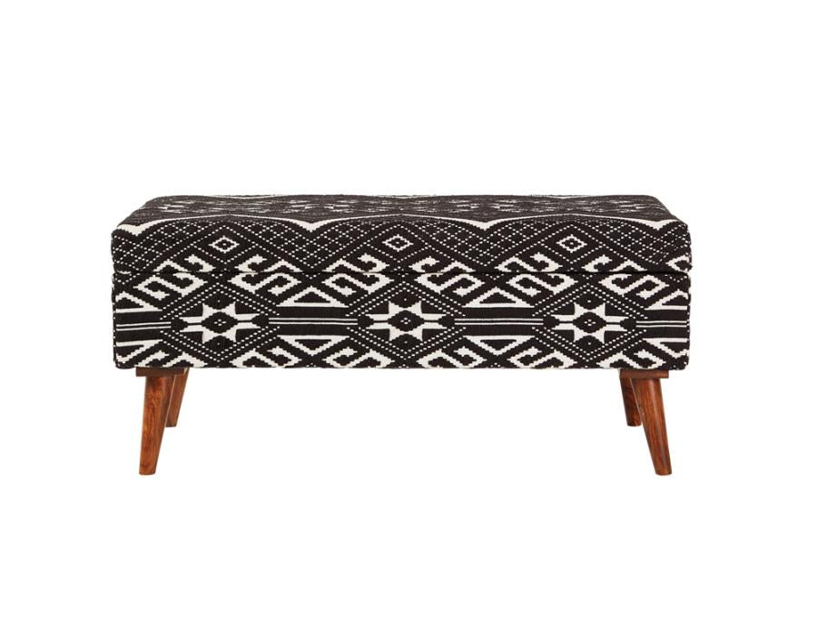 Upholstered Storage Bench Black and White_2