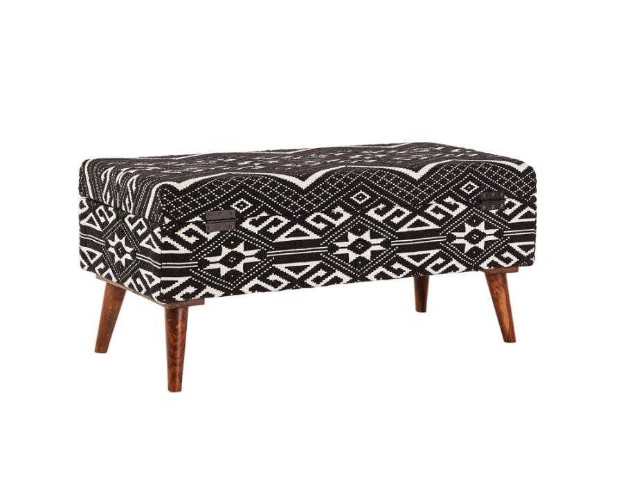 Upholstered Storage Bench Black and White_4