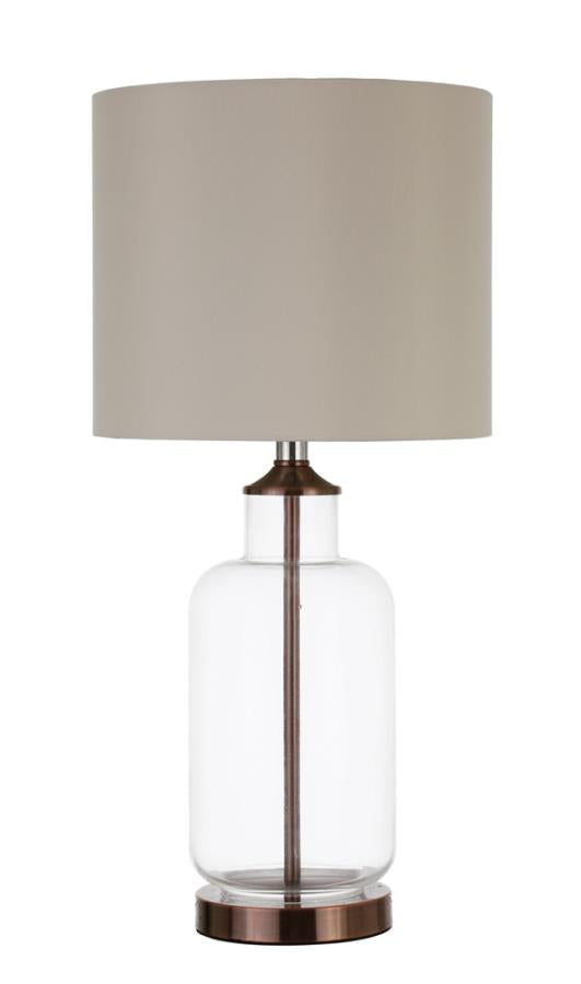 Drum Shade Table Lamp Creamy Beige and Clear_0