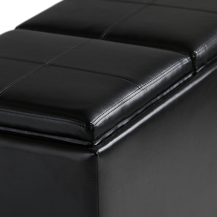 Simpli Home - Avalon Rectangular Faux Leather 5 Piece Storage Ottoman - Midnight Black_5