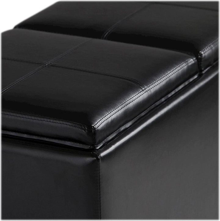 Simpli Home - Avalon Rectangular Faux Leather 5 Piece Storage Ottoman - Midnight Black_4