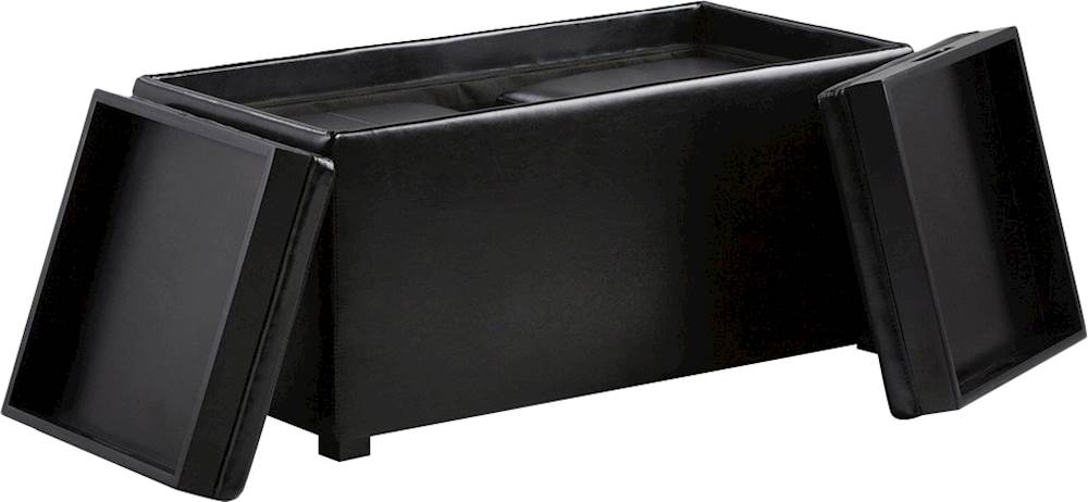 Simpli Home - Avalon Rectangular Faux Leather 5 Piece Storage Ottoman - Midnight Black_3