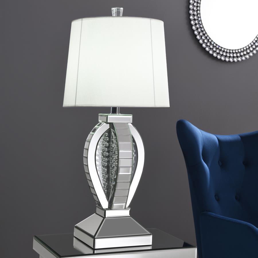 Table Lamp with Drum Shade White and Mirror_0