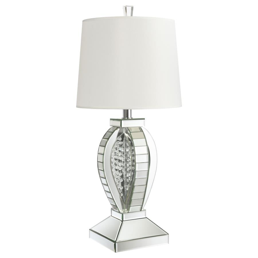 Table Lamp with Drum Shade White and Mirror_1