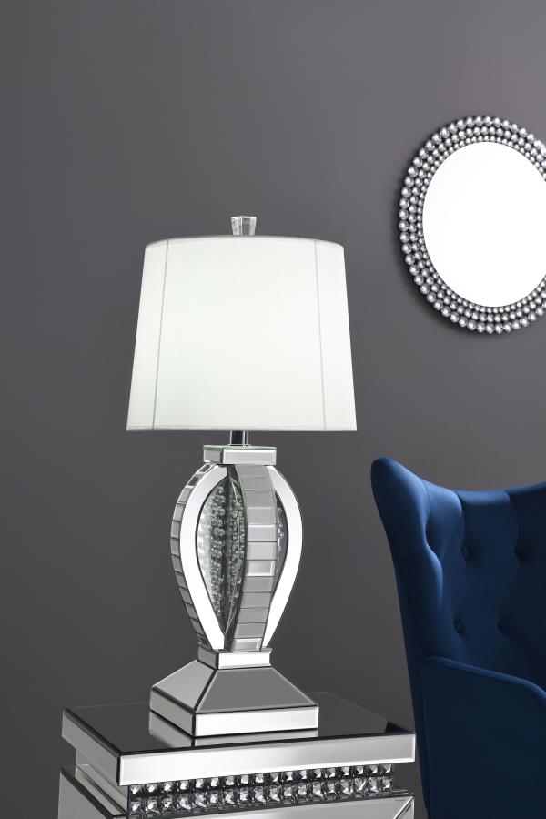 Table Lamp with Drum Shade White and Mirror_6