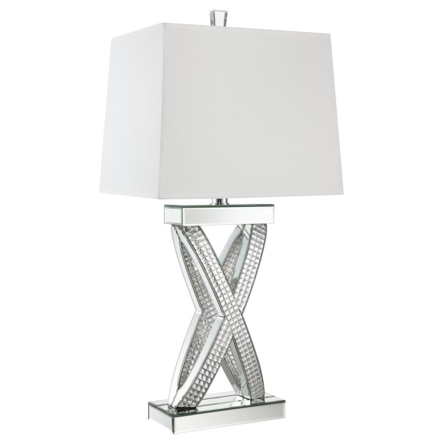 Table Lamp with Square Shade White and Mirror_1