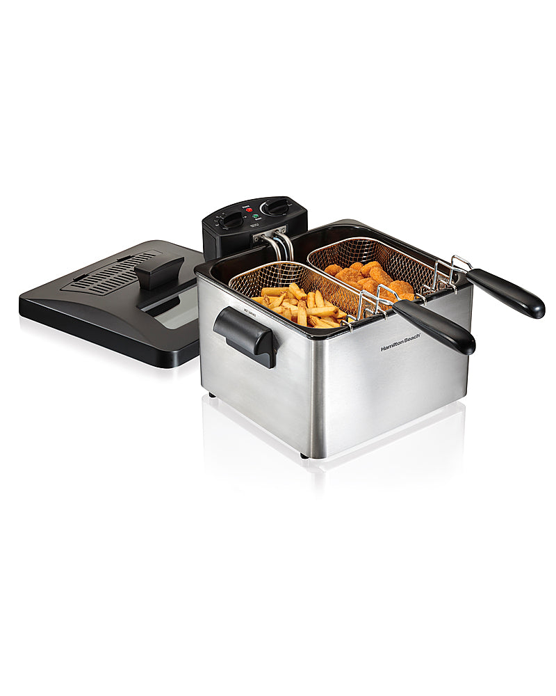 Hamilton Beach - 12 Cup Professional-Style Deep Fryer with 2 Baskets - Silver/Black_1