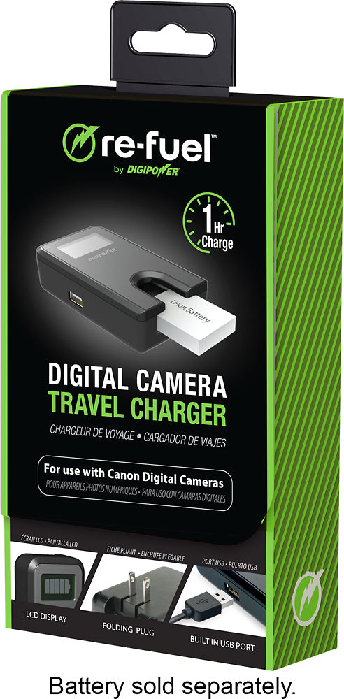 Digipower - Digital Camera Travel Charger for Canon Batteries (NB4L, NB6L, NB11L) - Black_1