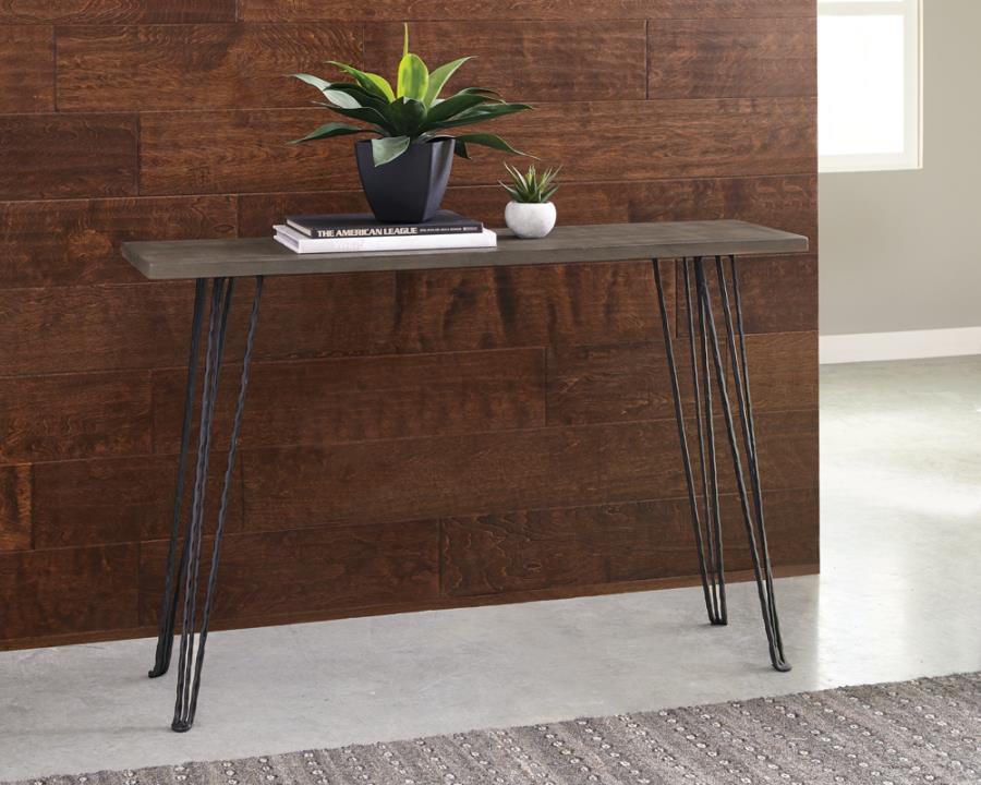 Rectangular Console Table Concrete and Black_0