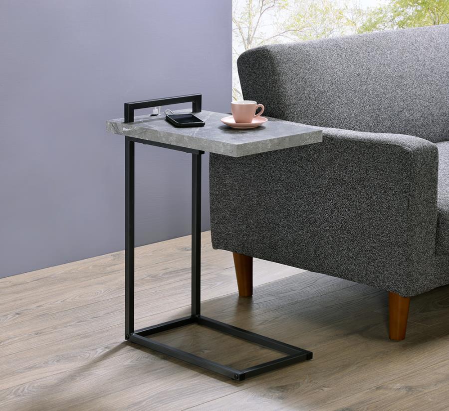 C-shaped Accent Table Cement and Gunmetal_0