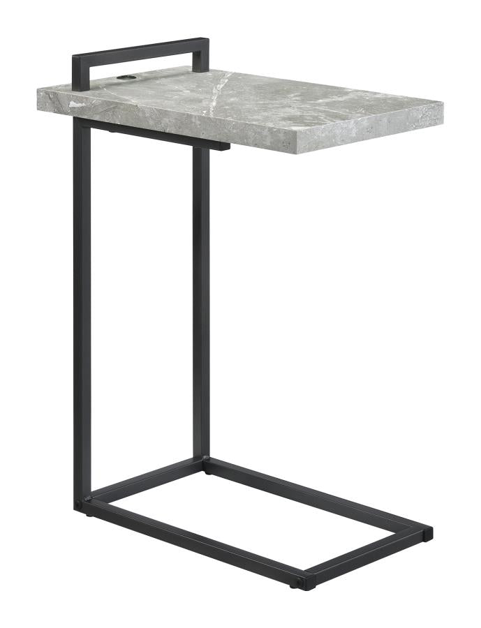 C-shaped Accent Table Cement and Gunmetal_1