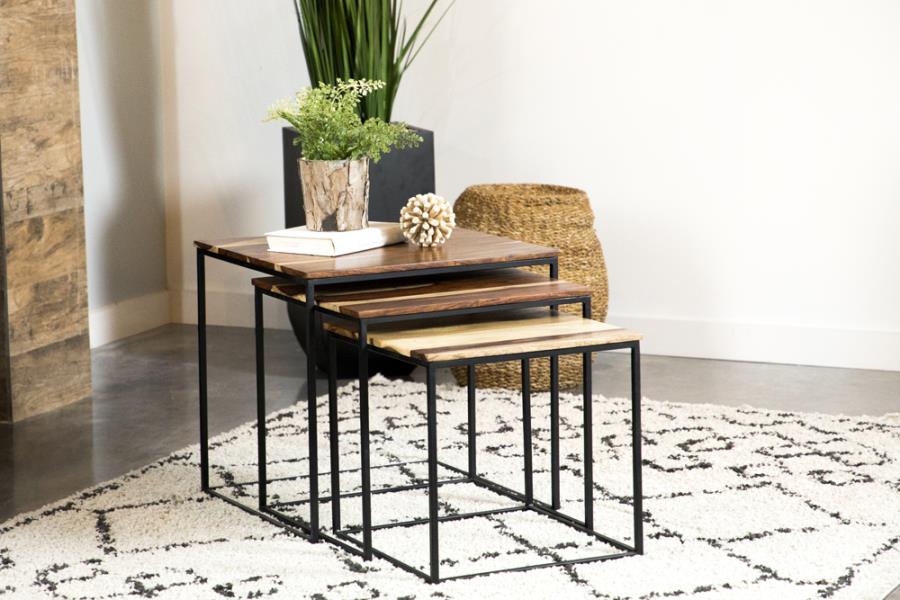 3-piece Square Nesting Tables Natural and Black_0