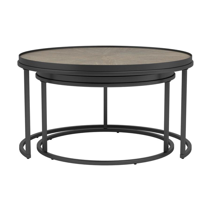 2-piece Round Nesting Tables Weathered Elm_2