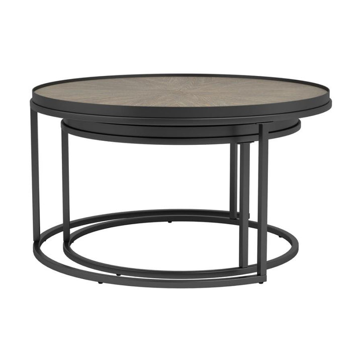 2-piece Round Nesting Tables Weathered Elm_3
